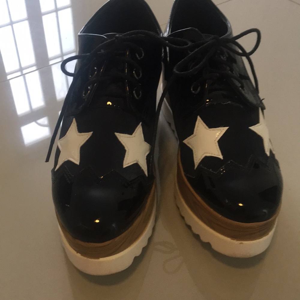 Glister Mena Mesh Stars Wedge Platform Oxfords